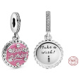 Charm Sterlingové stříbro 925 Narozeninový dort růžový, přívěsek na náramek narozeniny
