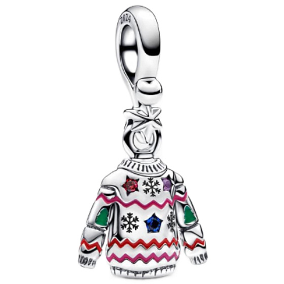 Charm Vánoční svetr - Milý Ježíšku, příští rok budu hodný! 2024, přívěsek na náramek vánoce