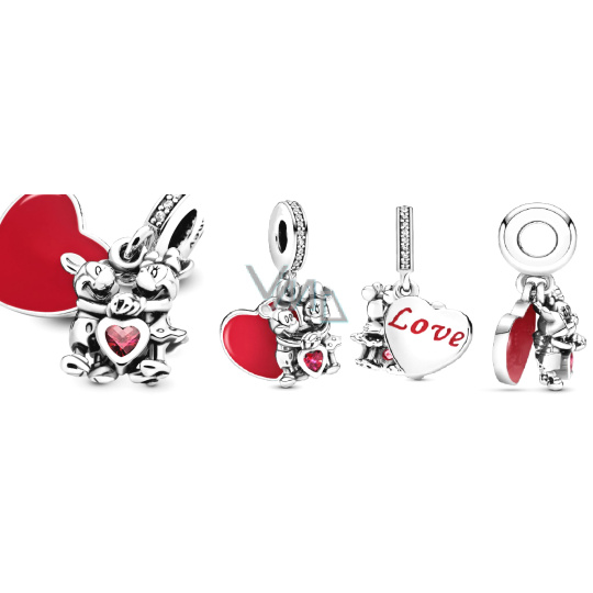 Zawieszka ze srebra próby 925 Disney, Zakochana Minnie & Mickey, charms do bransoletki miłości Zawieszka ze srebra próby 925 Disney, Zakochana Minnie & Mickey, charms do bransoletki miłości