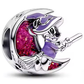 Charm Měsíc s čarodějnicí – kouzelný amulet, korálek na náramek Halloween
