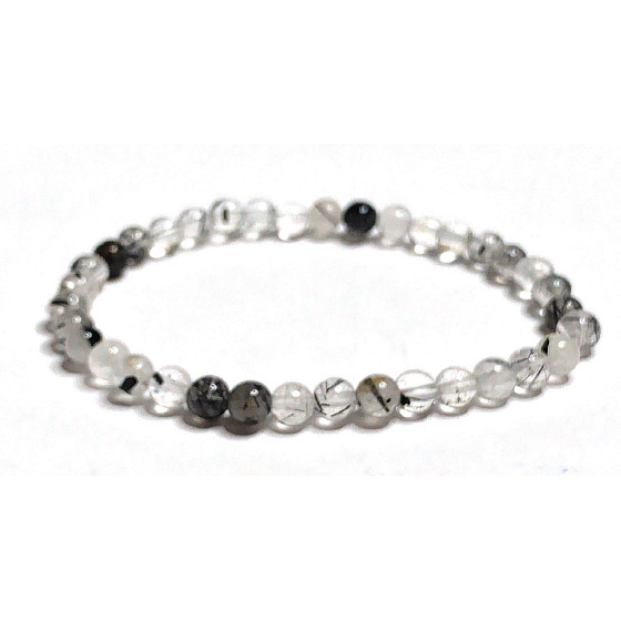 Křišťál s Turmalínem náramek elastický přírodní kámen kamenů