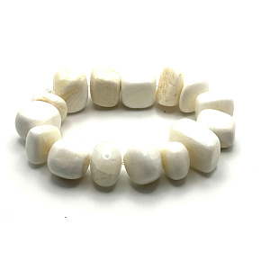 Scolecite náramek elastický z přírodního kamene, kamínek cca 1 cm, 6 mm / 16 - 17 cm, očistný kámen