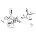 Charm Srebrny 925 Religijne urok Święta Trójca - Biały spełni wszystkie Twoje potrzeby, 3w1 zawieszka na bransoletkę