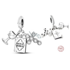 Charm Sterlingové stříbro 925 Náboženské kouzlo Svatá trojice - Bůh vyhoví všem vašim potřebám, 3v1 přívěsek na náramek