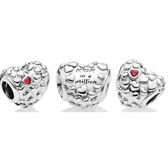 Charm Jedna matka v milionu srdce, korálek na náramek rodina