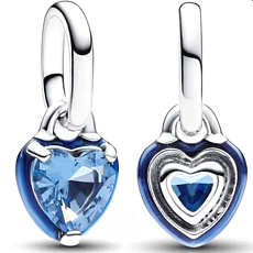 Charm Mini medailon - Modré srdce, přívěsek na náramek láska