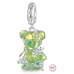 Charm Sterlingové stříbro 925 Medvěd zelený fantastický sen, přívěsek na náramek zvíře