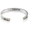 Nerezová ocel náramek stříbrný s gravírováním Stačí mi, otevřená manžeta, 4 mm