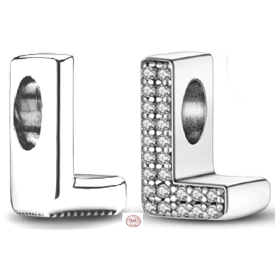 Charm Abecední písmeno L, korálek na náramek