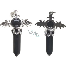 Achát černý kříž ze slitiny a přírodního kamene 5,3 x 3,7 x 12 mm, dodává odvahu a sílu, Achát černý kříž ze slitiny a přírodního kamene 5,3 x 3,7 x 12 mm, dodává odvahu a sílu,