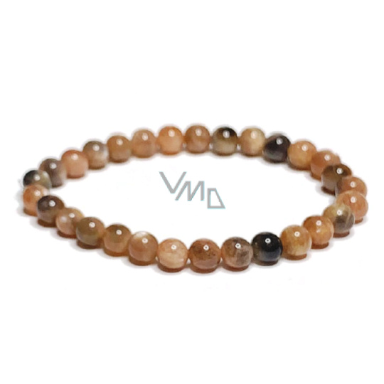 Holdkő fekete karkötő rugalmas természetes kő, gyöngy 6 mm / 16 - 17 cm, a sors köve