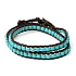 Tyrkenit kožený černý náramek přírodní kámen zavinovací 2 prameny ručně pletený kulička 6 mm / 35 cm, kámen mladých lidí, hledá životní cíl