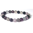 Fluorit purpurovo-čirý náramek elastický přírodní kámen, kulička 8 mm / 16 -17 cm, kámen géniů