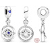 Charm Sterlingové stříbro 925 Rotující kompas se zirkony, přívěsek na náramek cestování