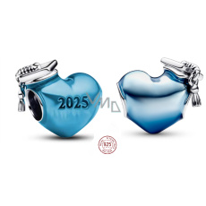 Charm Sterlingové stříbro 925 Gradace Modré promoční srdce 2025, korálek na náramek gradace