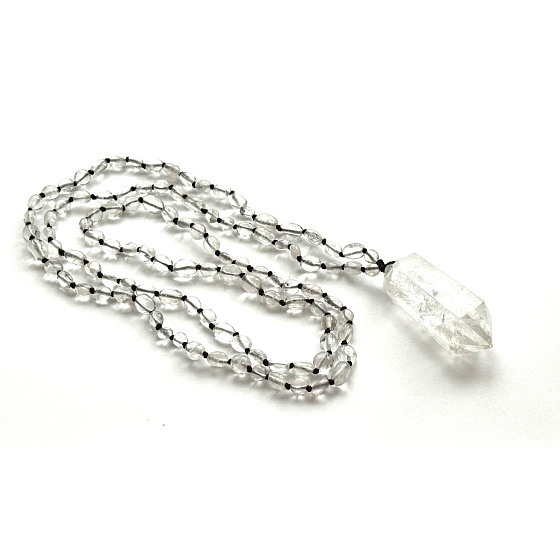 108 Mala Křišťál náhrdelník modlitební šperk, kámen přírodní, ruční výroba, kámen kamenů