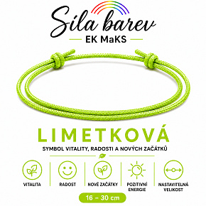 Šňůrkový náramek Síla barev – Limetková | Symbol vitality, radosti a nových začátků | nastavitelný 16 - 30 cm