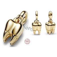 Charm Sterlingové stříbro 925 Zub zlatý - Mini medailon, přívěsek na náramek zájmy Charm Sterlingové stříbro 925 Zub zlatý - Mini medailon, přívěsek na náramek zájmy