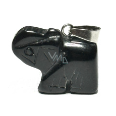 Achát černý Slon přívěsek přírodní kámen, ručně broušená figurka 1,8 x 2,5 x 8 mm, dodává odvahu a sílu