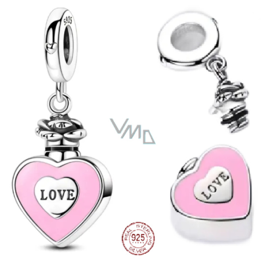 Charm Sterlingové stříbro 925 Pietní, urnový přívěsek Srdce, voděodolný, pro uchování vzpomínek, popel, písek