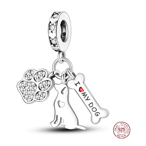 Charm Miluji svého psa, 3v1 přívěsek na náramek mazlíček