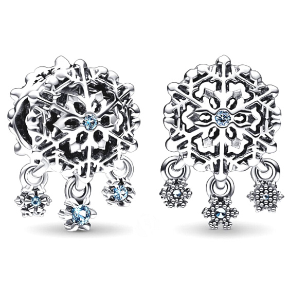 Charm Ledová sněhová vločka, korálek na náramek Vánoce