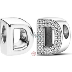 Charm Sterlingové stříbro 925 Abecední písmeno D, korálek na náramek