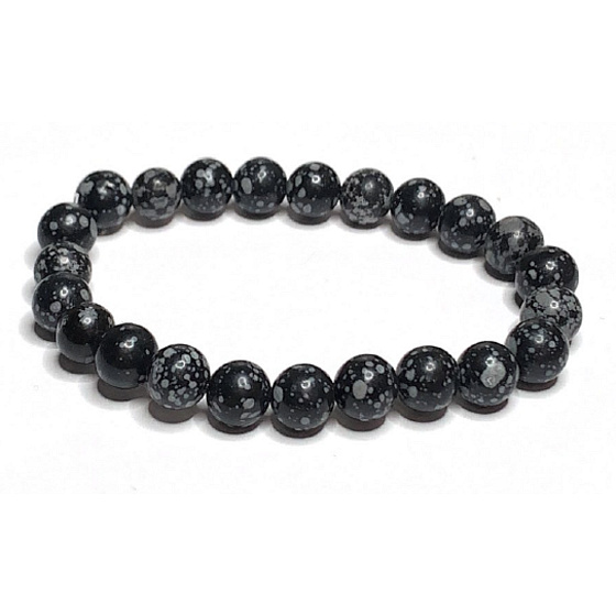 Obsidian vločkový náramek elastický přírodní kámen záchrany