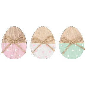 Vajíčko dřevěné s puntíky na kolíčku 7 cm 3 kusy Vajíčko dřevěné s puntíky na kolíčku 7 cm 3 kusy