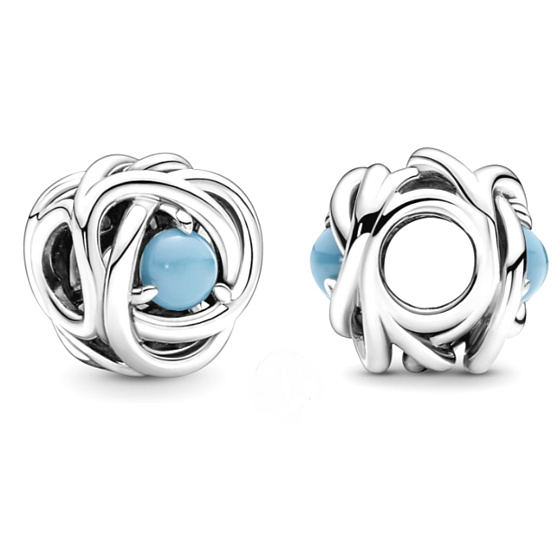 Charm Nekonečný kruh věčnosti prosinec, znamení zvěrokruhu, tyrkysový korálek na náramek