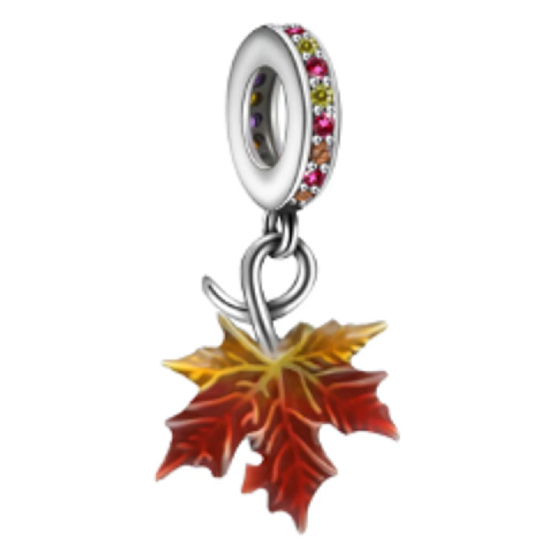 Charm Barvy podzimu - podzimní list, javorový list, přívěsek na náramek příroda