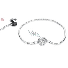 Sterlingové stříbro Náramek Mušle hadí řetízek 19 cm