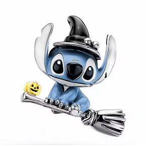 Charm Disney Lilo & Stitch – halloweenský Stitch na koštěti | přívěsek na náramek, film