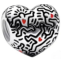 Charm Keith Haring srdce Umění linek a lidé, korálek na náramek symbol