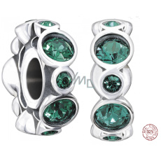 Charm Sterlingové stříbro 925 Narozeninový prstenec květen, královsky zelený, korálek na náramek znamení