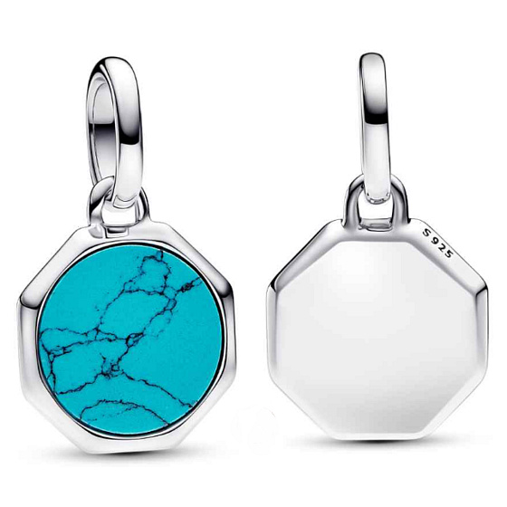 Charm Mini medailon - tyrkysově modrý imitace Tyrkys, přívěsek na náramek symbol