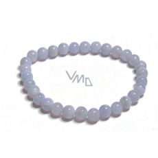 Chalcedon náramek elastický přírodní kámen, kulička 6 mm / 16 - 17 cm, AA kvalita, kámen lásky, radosti