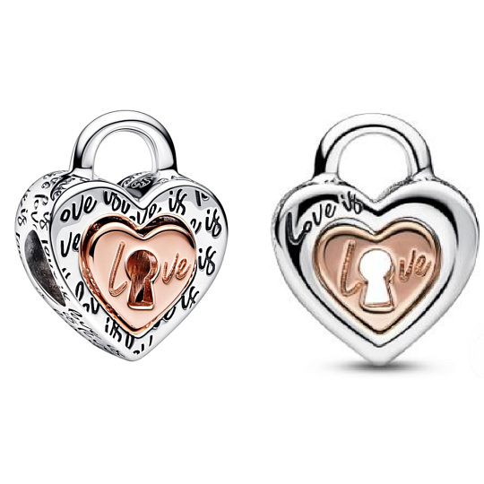 Charm Visací zámek jako rozdělitelná, korálek na náramek láska Charm Visací zámek jako rozdělitelná, korálek na náramek láska