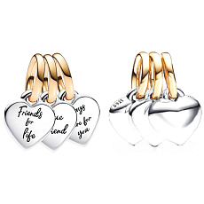 Charm Trojité kouzlo přátelství s vyrytým vzkazem 3v1, rozdělitelný přívěsek na náramek přátelství