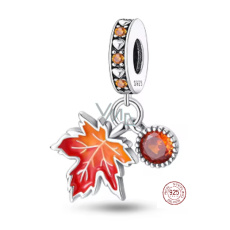 Charm Sterlingové stříbro 925 Podzimní nálada, 2v1 list a kaštan příroda