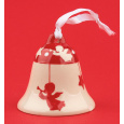 Zvonek keramický s červenými anděly a hvězdami 6,5 cm