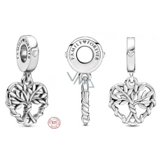 Charm Sterlingové stříbro 925 Srdce se stromem rodiny, přívěsek na náramek rodina