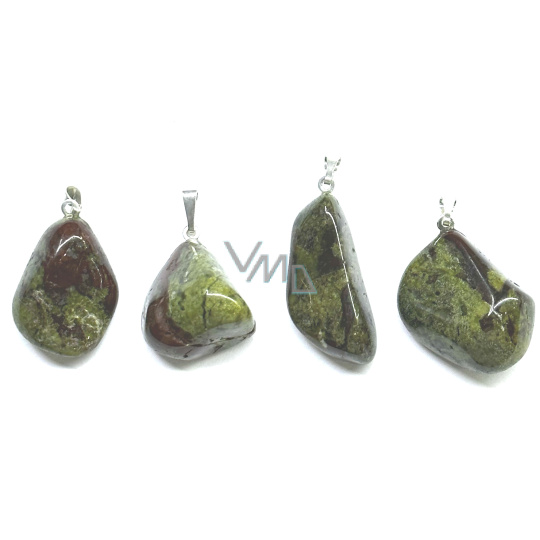 Epidot Troml přívěsek přírodní kámen M, cca 3,5 cm 1 kus, kámen pro léčení srdce