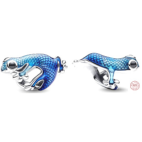 Charm Gekon modrý, metalistický, mění barvu na teplo, korálek na náramek zvíře
