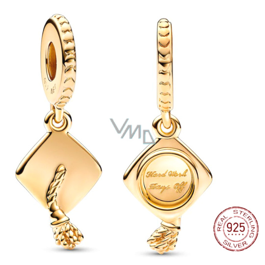 Charm Sterlingové stříbro 925 pozlacené Gradace - maturitní čepice - Tvrdá práce se vyplácí, Absolvent přívěsek na náramek Charm Sterlingové stříbro 925 pozlacené Gradace - maturitní čepice - Tvrdá práce se vyplácí, Absolvent přívěsek na náramek