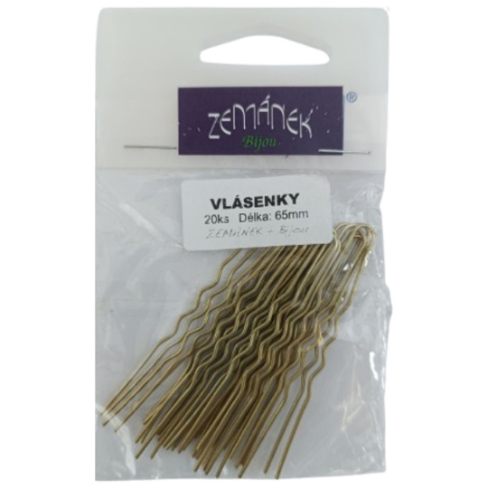 Zemánek Vlásenky do vlasů zlaté 65 mm 20 kusů