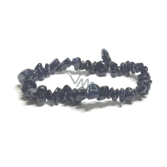Goldstone modrý Avanturin náramek elastický sekaný, 19 cm, kámen ambicí