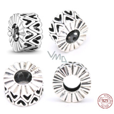 Charm Sterlingové stříbro 925 Děrovaná srdce nepravidelného tvaru, stopper, klipový korálek na náramek láska