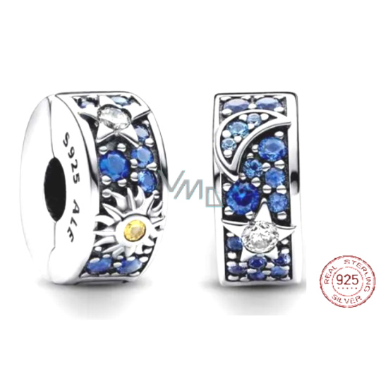 Charm Sterlingové stříbro 925 Slunce, hvězda a měsíc, stopper, klipový korálek na náramek příroda Charm Sterlingové stříbro 925 Slunce, hvězda a měsíc, stopper, klipový korálek na náramek příroda