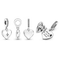 Charm Srebrna 925 Sercowy medalion otwierający, zawieszka na bransoletkę miłość